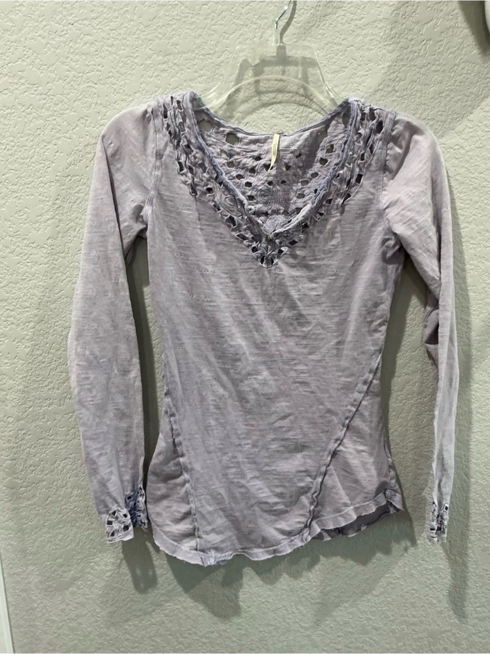 Free People Shirt Size XS Lilac Purple Henley Cuff Shirt Top